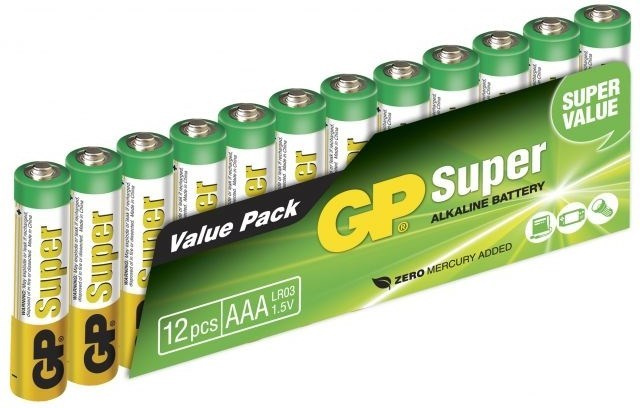GP Super Alkaline AAA batteri, 24A/LR03, 12-pack in the group HOME ELECTRONICS / Batteries & Chargers / Batteries / AAA at TP E-commerce Nordic AB (38-99875)