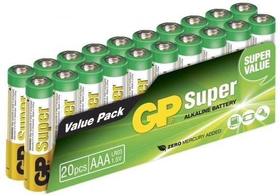 GP Super Alkaline AAA battery, 24A/LR03, 20-pack in the group HOME ELECTRONICS / Batteries & Chargers / Batteries / AAA at TP E-commerce Nordic AB (38-99876)