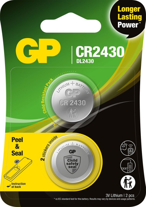 GP Knappcell CR2430 litiumbatteri 2-pack in the group HOME ELECTRONICS / Batteries & Chargers / Batteries / Button cell at TP E-commerce Nordic AB (38-99881)