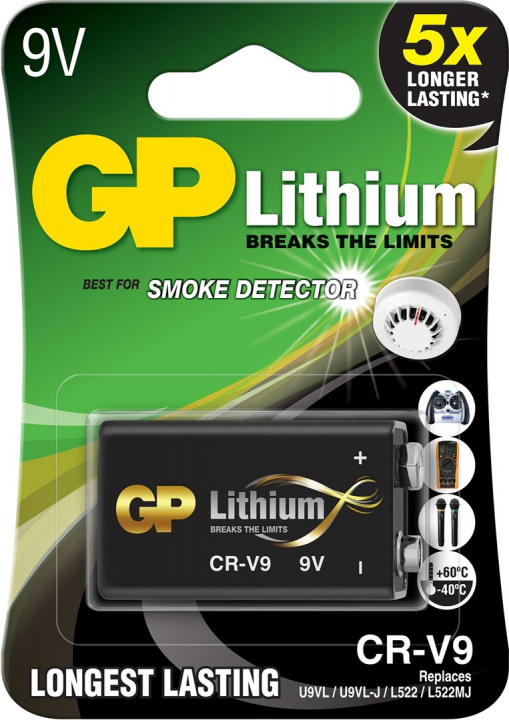 GP lithium battery CR-V9 1-pack in the group HOME ELECTRONICS / Batteries & Chargers / Batteries / 9V at TP E-commerce Nordic AB (38-99882)