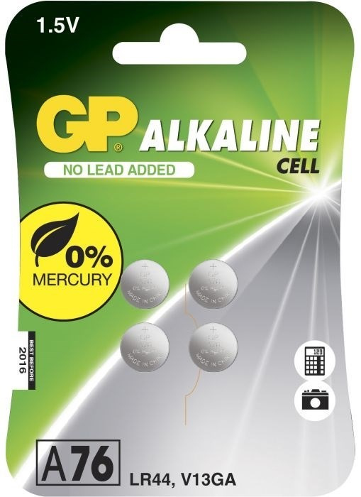 GP knappcell 76A, 1,5V, LR44, 4-pack in the group HOME ELECTRONICS / Batteries & Chargers / Batteries / Button cell at TP E-commerce Nordic AB (38-99885)
