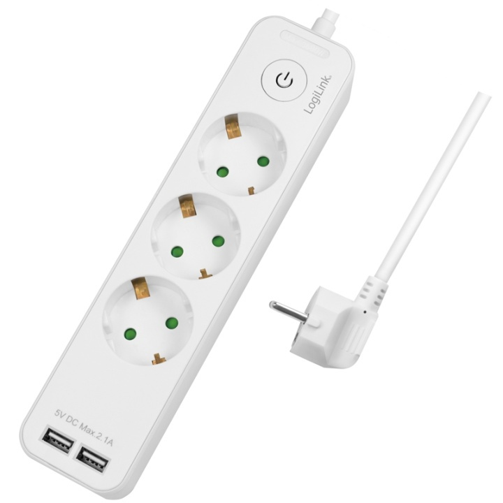 LogiLink Grenuttag 3-vägs + 2st USB m b in the group HOME, HOUSEHOLD & GARDEN / Electricity & Lighting / Power strips at TP E-commerce Nordic AB (A00847)