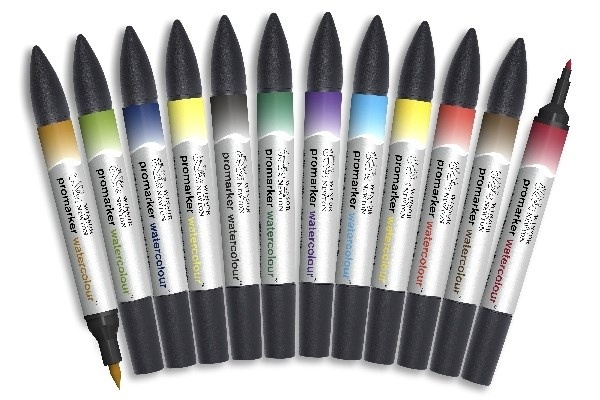 Winsor Promarker Watercolour 12st, Basic Tones in the group Sport, leisure & Hobby / Hobby / Paint & Draw / Pencils, crayons & ink at TP E-commerce Nordic AB (A01209)