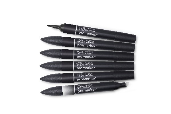 Winsor Promarker set 6st (5st Svart +1st blender) in the group Sport, leisure & Hobby / Hobby / Paint & Draw / Pencils, crayons & ink at TP E-commerce Nordic AB (A01241)