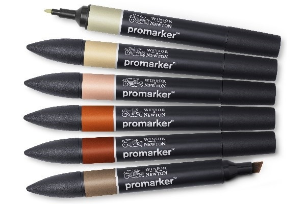 Winsor Promarker 6st, Earth tones in the group Sport, leisure & Hobby / Hobby / Paint & Draw / Pencils, crayons & ink at TP E-commerce Nordic AB (A01320)