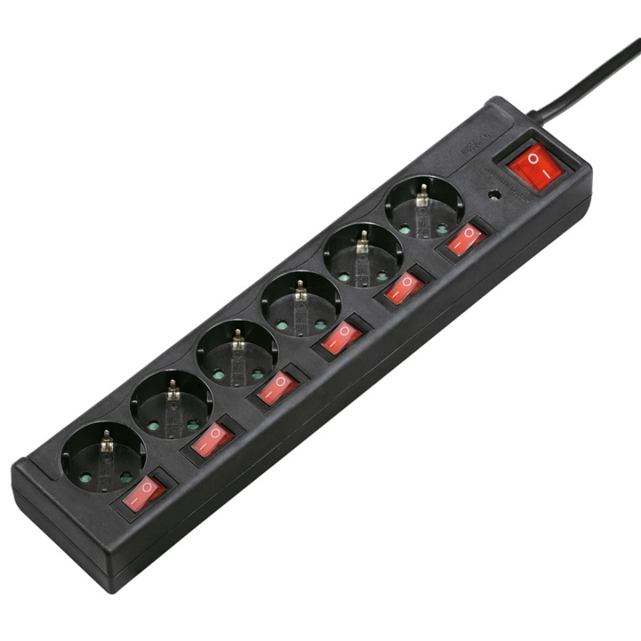 HAMA 6W-POWERJACK 6+1SWITCH individually switchable, black in the group HOME, HOUSEHOLD & GARDEN / Electricity & Lighting / Power strips at TP E-commerce Nordic AB (A04784)