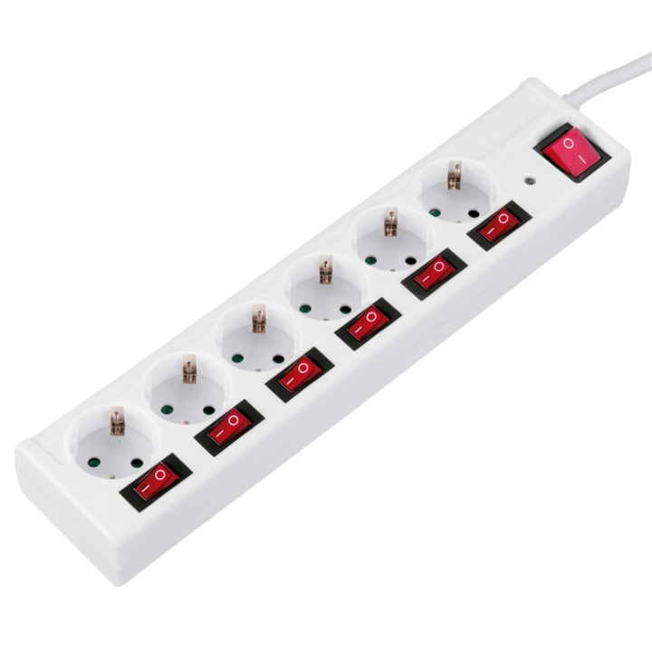 HAMA 6W-POWERJACK 6+1 WHITE individually switchable, white in the group HOME, HOUSEHOLD & GARDEN / Electricity & Lighting / Power strips at TP E-commerce Nordic AB (A04785)