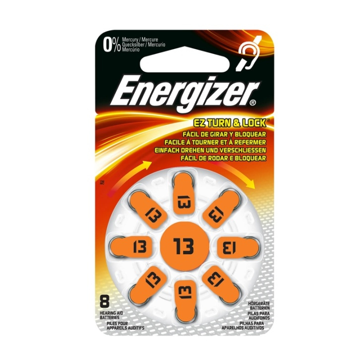 Energizer Hearing Aid Button Cell ZA 13 , 280 mAh, 1,4V, 8 Piece in the group HOME ELECTRONICS / Batteries & Chargers / Batteries / Hearing aid batteries at TP E-commerce Nordic AB (A04798)