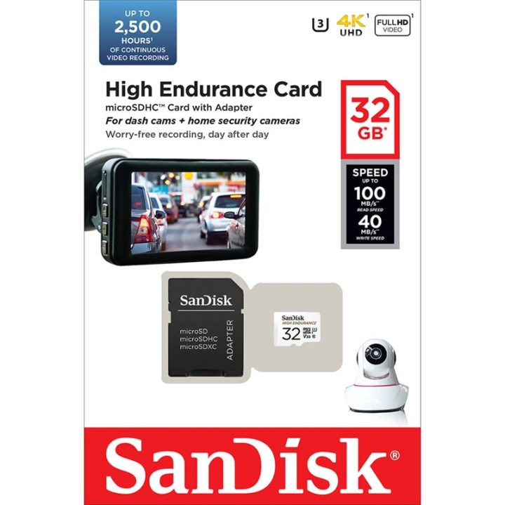 SANDISK MicroSDHC 32GB High Endurance med adapter in the group HOME ELECTRONICS / Storage media / Memory cards / MicroSD/HC/XC at TP E-commerce Nordic AB (A05011)