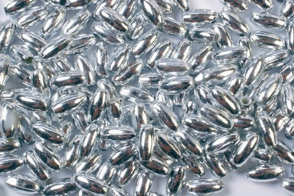 Risformade plastpärlor 3x6 500g, Silver in the group Sport, leisure & Hobby / Hobby / Beads / Plastic beads at TP E-commerce Nordic AB (A05169)