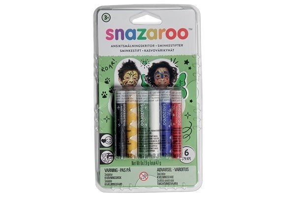 Snazaroo Ansiktsfärg stift 6st, Standard färger in the group TOYS, KIDS & BABY PRODUCTS / Toys / Masquerade costumes at TP E-commerce Nordic AB (A05308)