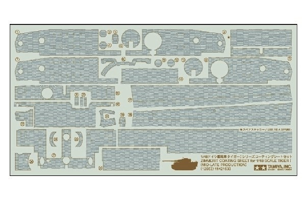 Tamiya 1/48 TigerI Mid-Late Zim Sheet in the group Sport, leisure & Hobby / Hobby / Plastic models / Military vehicles (land) at TP E-commerce Nordic AB (A06692)