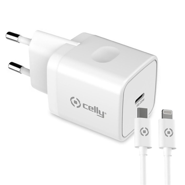 Celly USB-laddare USB-C PD 20W + Lig in the group COMPUTERS & PERIPHERALS / Computer cables / USB / USB-C at TP E-commerce Nordic AB (A08373)
