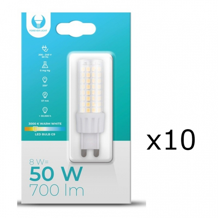 LED Lamp, G9, 8W, 230V, 3000K, 10-pack, Warm white in the group HOME ELECTRONICS / Lighting / LED lamps at TP E-commerce Nordic AB (A08708-PKT10)