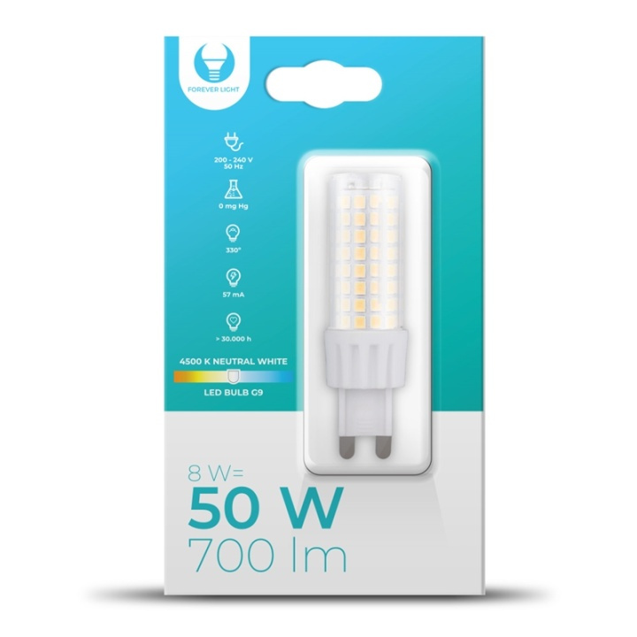 LED Bulb, G9, 8W, 230V, 4500K, White Neutral in the group HOME ELECTRONICS / Lighting / LED lamps at TP E-commerce Nordic AB (A08709)