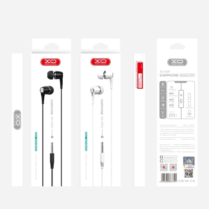 Xo EP21 Wired In-Ear Headphones, White in the group HOME ELECTRONICS / Audio & Picture / Headphones & Accessories / Headphones at TP E-commerce Nordic AB (A08776)