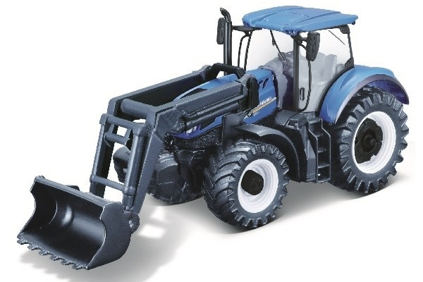 Tractor w/front loader N.H. T7.615 10cm blue in the group TOYS, KIDS & BABY PRODUCTS / Toys / Toy cars at TP E-commerce Nordic AB (A09239)