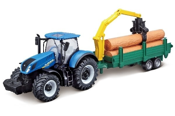 Tractor w/tree frowarder N.H. T7.615 10cm blue in the group TOYS, KIDS & BABY PRODUCTS / Toys / Toy cars at TP E-commerce Nordic AB (A09243)