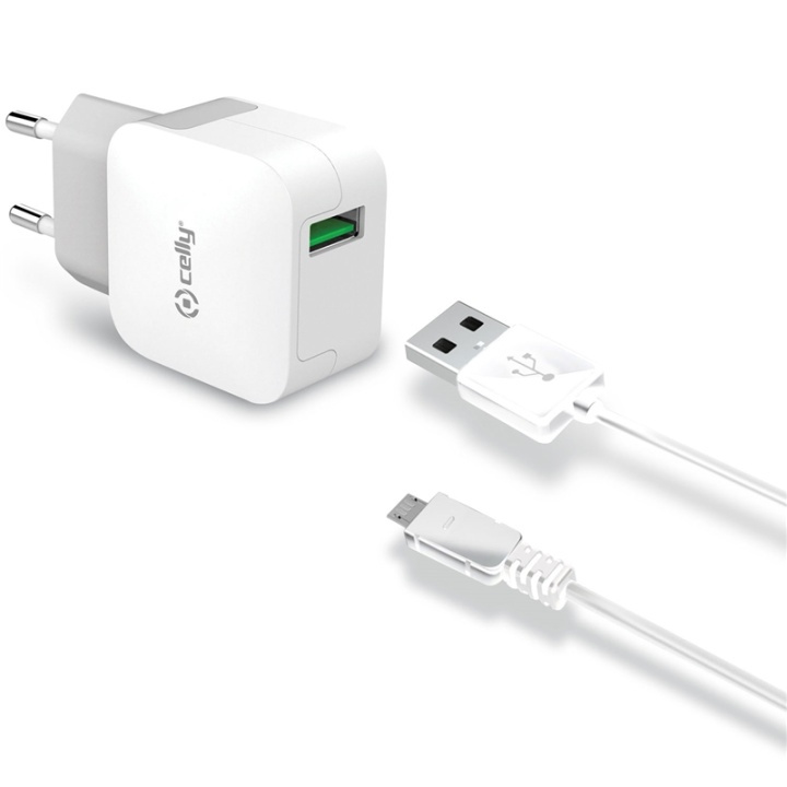 Celly USB-laddare MicroUSB 2,4A in the group SMARTPHONE & TABLETS / Chargers & Cables / Wall charger / Wall charger USB at TP E-commerce Nordic AB (A13765)