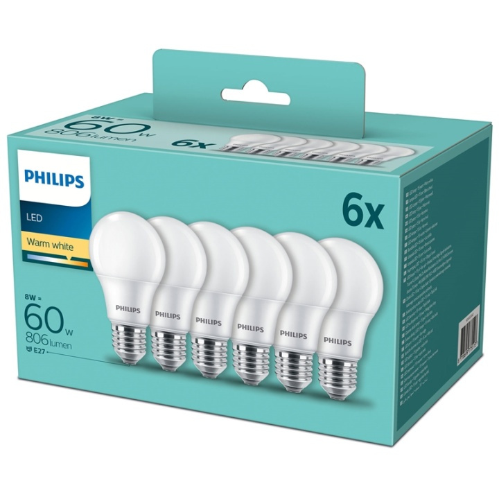 Philips 6-pack LED E27 Normal Frost 60 in the group HOME ELECTRONICS / Lighting / LED lamps at TP E-commerce Nordic AB (A13813)