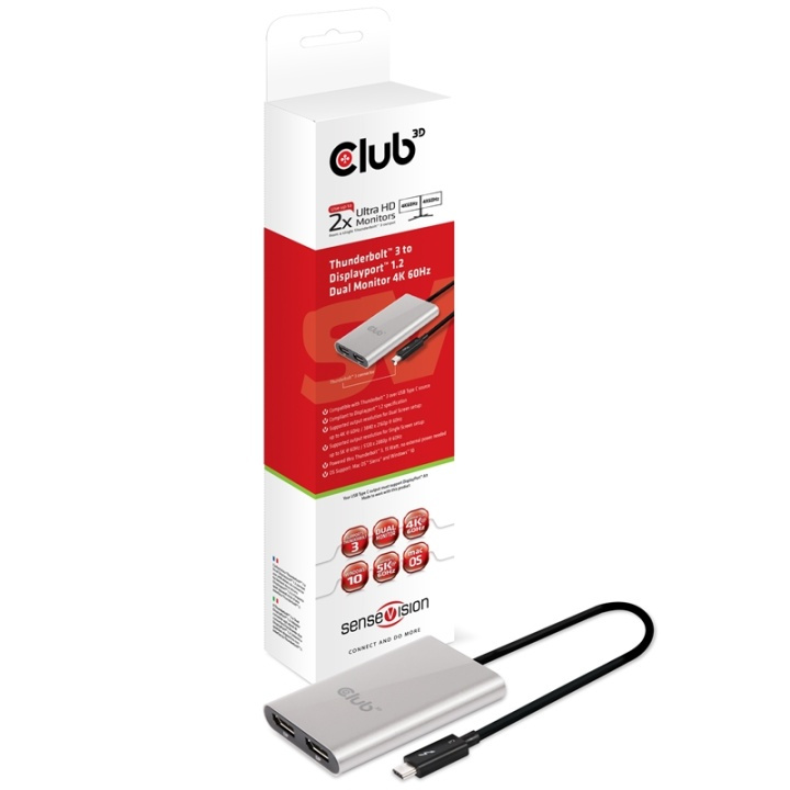 CLUB3D ThunderboltT 3 to DisplayportT 1.2 Dual Monitor 4K 60Hz in the group COMPUTERS & PERIPHERALS / Computer cables / DisplayPort / Adapters at TP E-commerce Nordic AB (A13947)