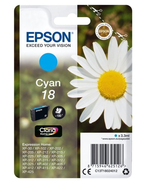 Epson Daisy Enpack cyan 18 Claria Home-bläck in the group COMPUTERS & PERIPHERALS / Printers & Accessories / Ink & Toner / Ink cartridges / Epson at TP E-commerce Nordic AB (A14062)
