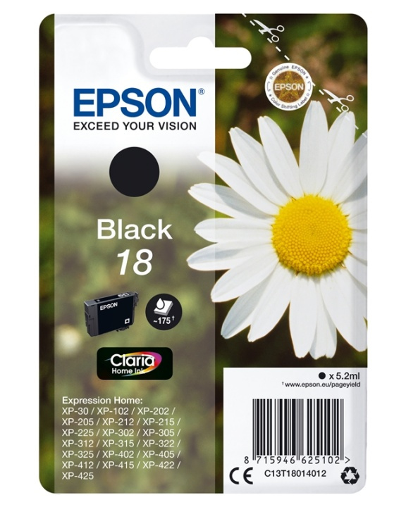 Epson Daisy Enpack svart 18 Claria Home-bläck in the group COMPUTERS & PERIPHERALS / Printers & Accessories / Ink & Toner / Ink cartridges / Epson at TP E-commerce Nordic AB (A14065)