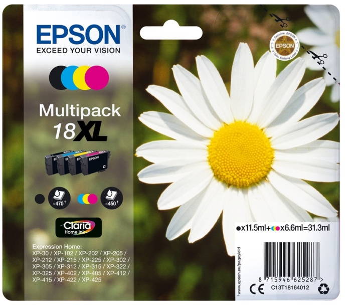 Epson Daisy Flerpack 4 färger 18XL Claria Home-bläck in the group COMPUTERS & PERIPHERALS / Printers & Accessories / Ink & Toner / Ink cartridges / Epson at TP E-commerce Nordic AB (A14069)