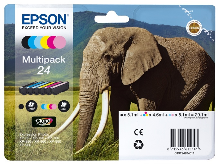Epson Elephant Multipack 6-colours 24 Claria Photo HD Ink in the group COMPUTERS & PERIPHERALS / Printers & Accessories / Ink & Toner / Ink cartridges / Epson at TP E-commerce Nordic AB (A14070)