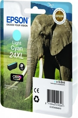Epson Elephant Singlepack Light Cyan 24XL Claria Photo HD Ink in the group COMPUTERS & PERIPHERALS / Printers & Accessories / Ink & Toner / Ink cartridges / Epson at TP E-commerce Nordic AB (A14071)