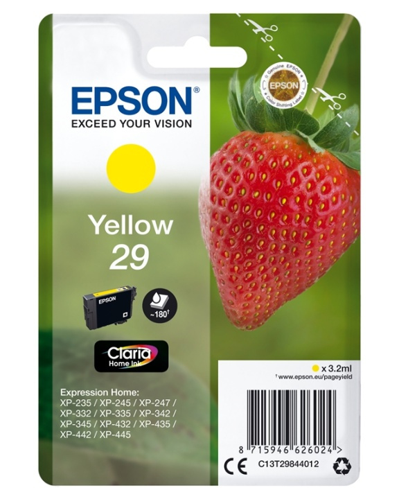 Epson Ink C13T29844012 29 Yellow, Strawberry in the group COMPUTERS & PERIPHERALS / Printers & Accessories / Ink & Toner / Ink cartridges / Epson at TP E-commerce Nordic AB (A14084)