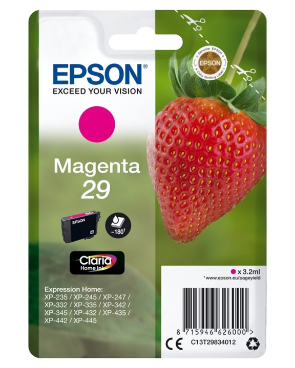 Epson Strawberry Singlepack Magenta 29 Claria Home Ink in the group COMPUTERS & PERIPHERALS / Printers & Accessories / Ink & Toner / Ink cartridges / Epson at TP E-commerce Nordic AB (A14085)