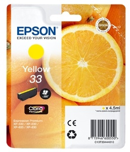 Epson Oranges C13T33444010 bläckpatroner 1 styck Original Gul in the group COMPUTERS & PERIPHERALS / Printers & Accessories / Ink & Toner / Ink cartridges / Epson at TP E-commerce Nordic AB (A14095)
