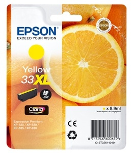 Epson Oranges C13T33644010 bläckpatroner 1 styck Original Gul in the group COMPUTERS & PERIPHERALS / Printers & Accessories / Ink & Toner / Ink cartridges / Epson at TP E-commerce Nordic AB (A14101)