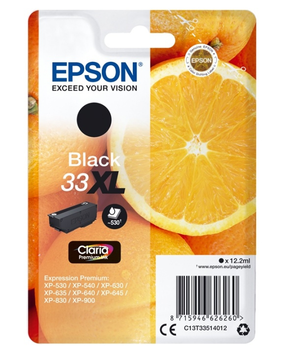 Epson Oranges Singlepack Black 33XL Claria Premium Ink in the group COMPUTERS & PERIPHERALS / Printers & Accessories / Ink & Toner / Ink cartridges / Epson at TP E-commerce Nordic AB (A14104)