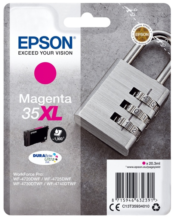 Epson Padlock Singlepack Magenta 35XL DURABrite Ultra Ink in the group COMPUTERS & PERIPHERALS / Printers & Accessories / Ink & Toner / Ink cartridges / Epson at TP E-commerce Nordic AB (A14110)