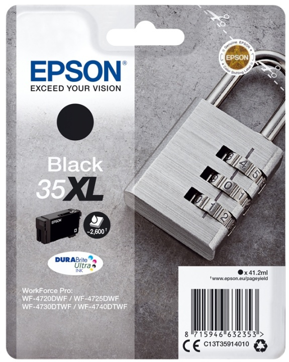 Epson Padlock Singlepack Black 35XL DURABrite Ultra Ink in the group COMPUTERS & PERIPHERALS / Printers & Accessories / Ink & Toner / Ink cartridges / Epson at TP E-commerce Nordic AB (A14111)