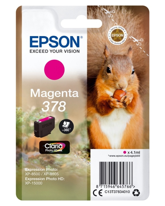 Epson Squirrel Singlepack Magenta 378 Claria Photo HD Ink in the group COMPUTERS & PERIPHERALS / Printers & Accessories / Ink & Toner / Ink cartridges / Epson at TP E-commerce Nordic AB (A14113)