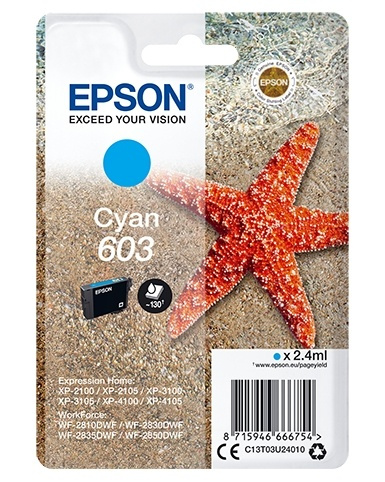 Epson Singlepack Cyan 603 Ink in the group COMPUTERS & PERIPHERALS / Printers & Accessories / Ink & Toner / Ink cartridges / Epson at TP E-commerce Nordic AB (A14118)
