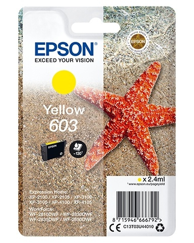 Epson Singlepack Yellow 603 Ink in the group COMPUTERS & PERIPHERALS / Printers & Accessories / Ink & Toner / Ink cartridges / Epson at TP E-commerce Nordic AB (A14119)