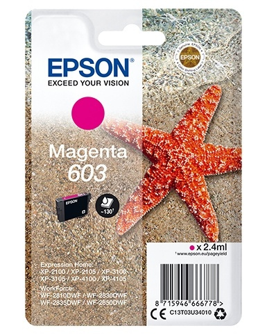 Epson Singlepack Magenta 603 Ink in the group COMPUTERS & PERIPHERALS / Printers & Accessories / Ink & Toner / Ink cartridges / Epson at TP E-commerce Nordic AB (A14120)