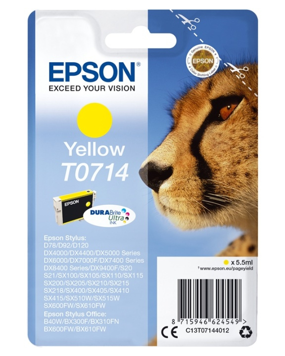Epson Enpack gul T0714 DURABrite Ultra-bläck in the group COMPUTERS & PERIPHERALS / Printers & Accessories / Ink & Toner / Ink cartridges / Epson at TP E-commerce Nordic AB (A14132)