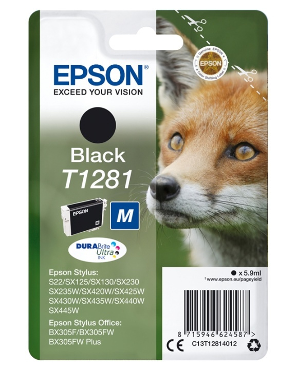 Epson Fox Enpack svart T1281 DURABrite Ultra-bläck in the group COMPUTERS & PERIPHERALS / Printers & Accessories / Ink & Toner / Ink cartridges / Epson at TP E-commerce Nordic AB (A14135)