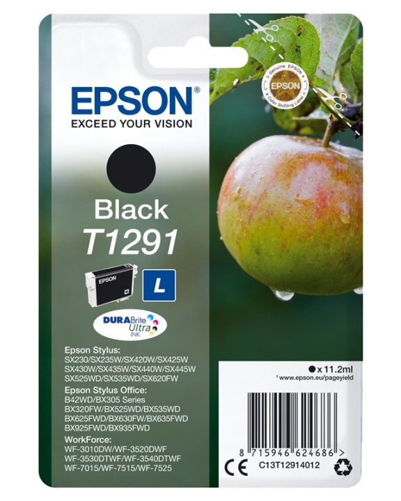Epson Apple Enpack svart T1291 DURABrite Ultra-bläck in the group COMPUTERS & PERIPHERALS / Printers & Accessories / Ink & Toner / Ink cartridges / Epson at TP E-commerce Nordic AB (A14136)