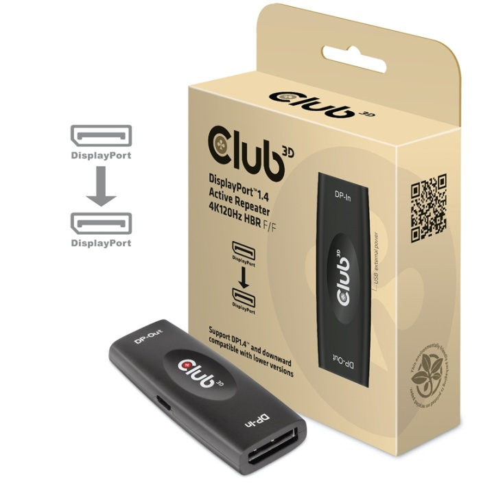 CLUB3D DP 1.4 4K120HZ HDR ACTIVE REPEATER F/F displayport Svart in the group COMPUTERS & PERIPHERALS / Computer cables / DisplayPort / Adapters at TP E-commerce Nordic AB (A14262)