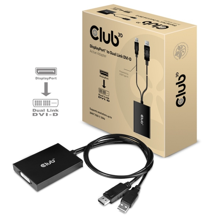 CLUB3D cac-1010 Displayport/usb DVI-I Daul link Svart, Vit in the group COMPUTERS & PERIPHERALS / Computer cables / DisplayPort / Adapters at TP E-commerce Nordic AB (A14263)