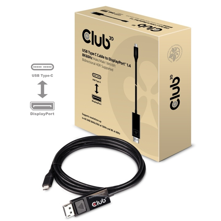 CLUB3D cac-1557 USB C Displayport 1.4 Svart in the group COMPUTERS & PERIPHERALS / Computer cables / DisplayPort / Cables at TP E-commerce Nordic AB (A14264)