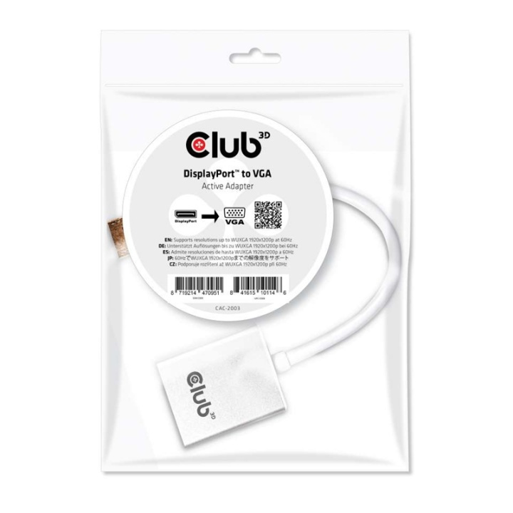 CLUB3D Displayport to VGA Active Adapter in the group COMPUTERS & PERIPHERALS / Computer cables / DisplayPort / Adapters at TP E-commerce Nordic AB (A14265)