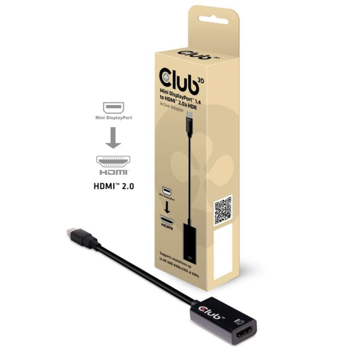 CLUB3D Mini DisplayPort 1.4 to HDMI 2.0b HDR Active Adapter in the group COMPUTERS & PERIPHERALS / Computer cables / DisplayPort / Adapters at TP E-commerce Nordic AB (A14274)