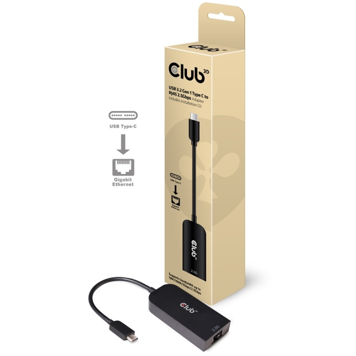 CLUB3D CAC-1520 cable gender changer USB C Ethernet Svart in the group COMPUTERS & PERIPHERALS / Network / Network cards / USB at TP E-commerce Nordic AB (A14278)